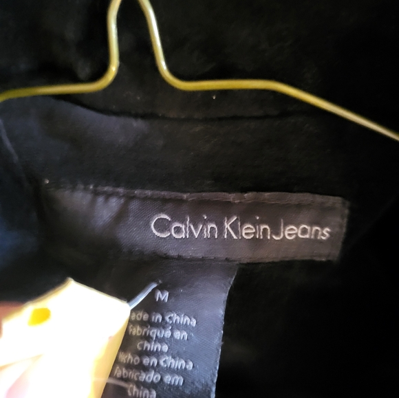 Women's CALVIN KLEIN JEANS Black Velour Lined Jacket Sz M y2k vintage - Picture 11 of 12